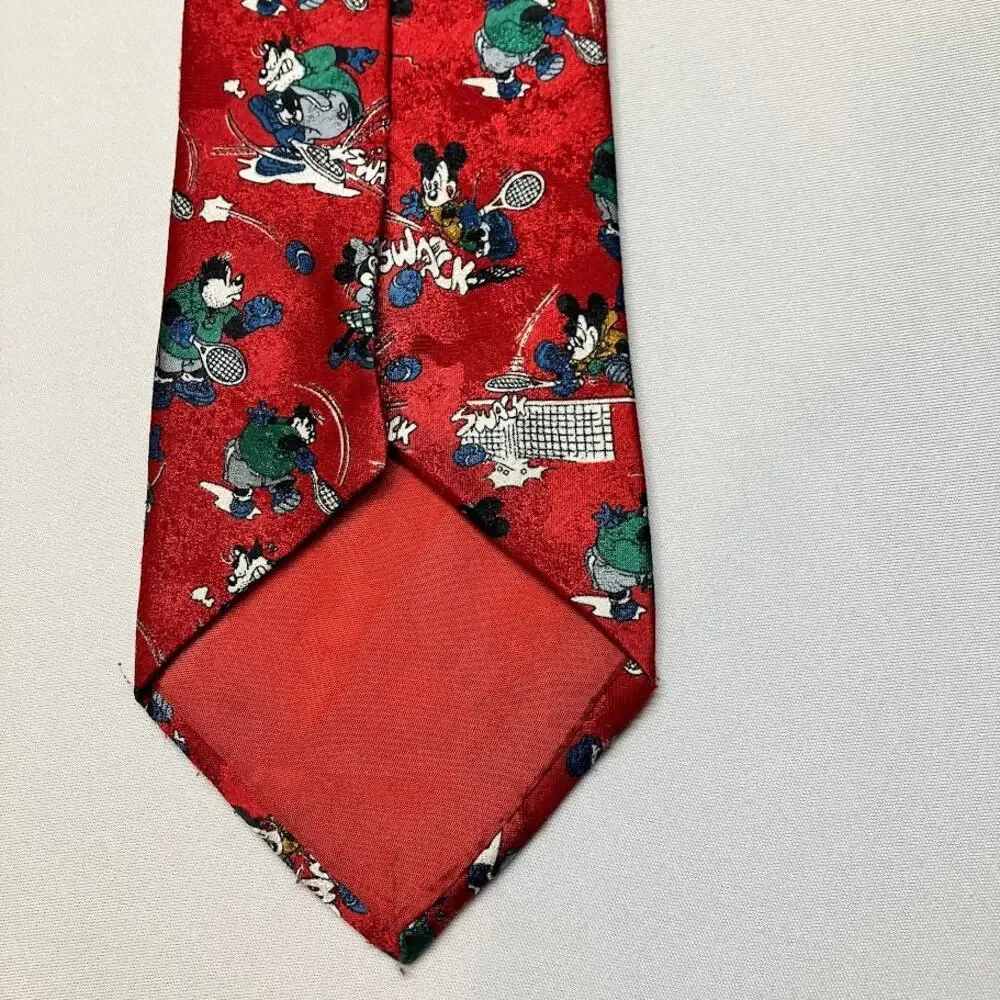 Vintage Disney Tie Mickey Unlimited Red Mickey Minnie Tennis Men’s Necktie 4”